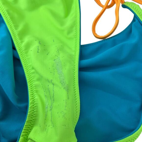 Womens Reversible Neon Blue and Green String Bikini Size Medium - Picture 3 of 5